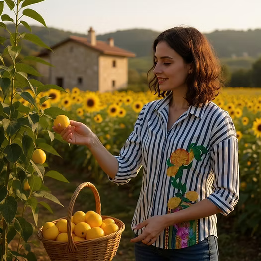 Lemon Lines – Hand-Painted Shirt