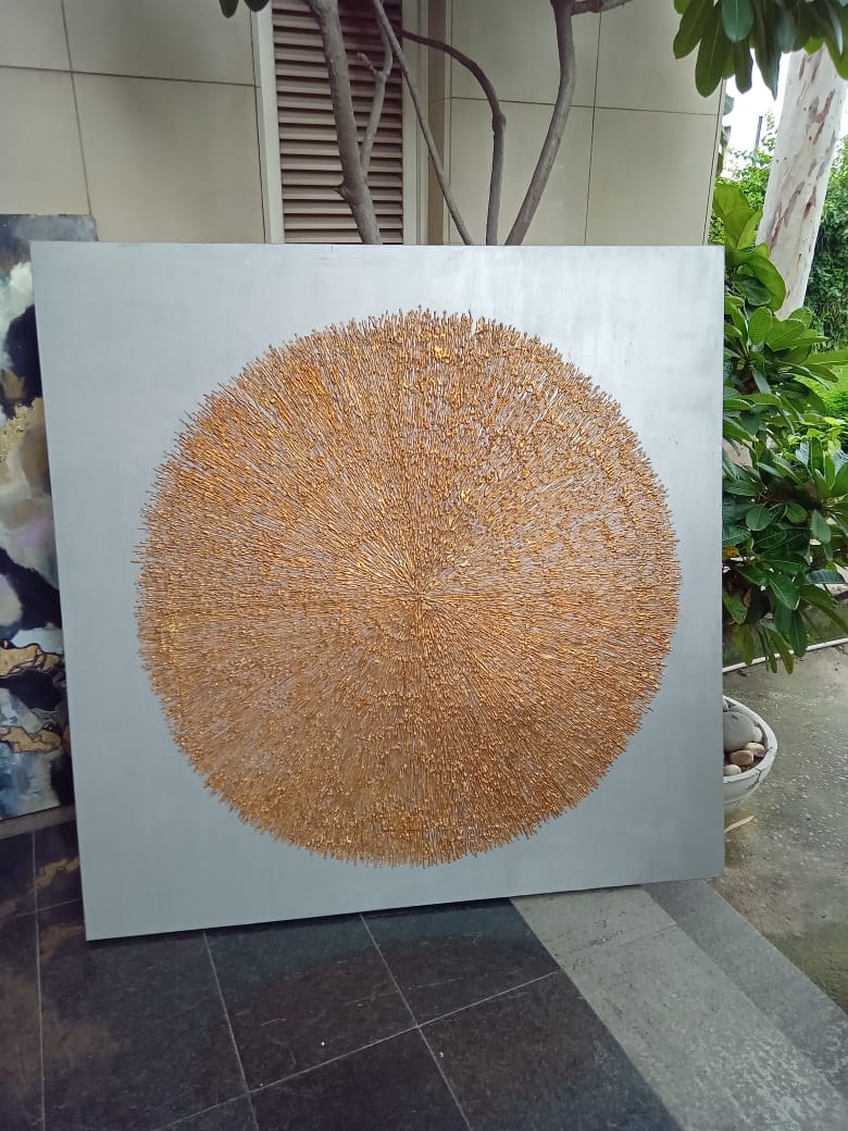 Radiance in Gold (Size: 5 ft × 5 ft)