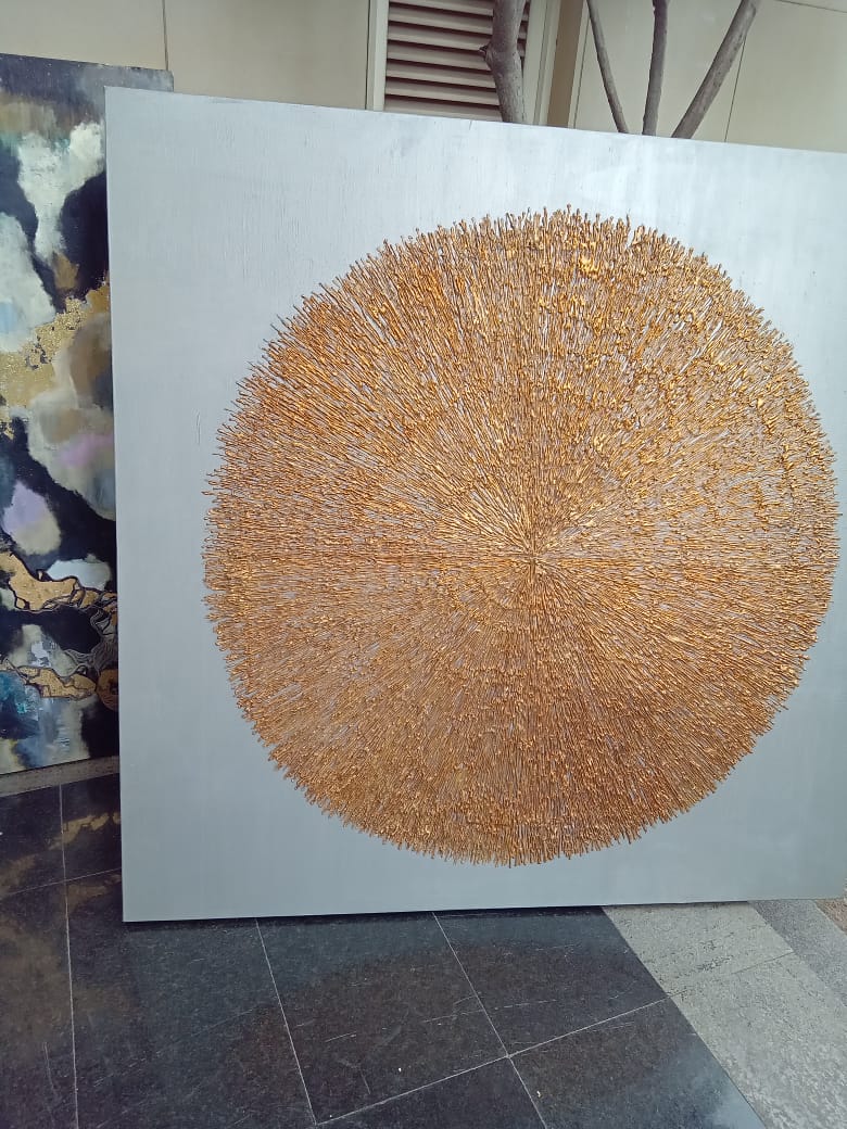 Radiance in Gold (Size: 5 ft × 5 ft)