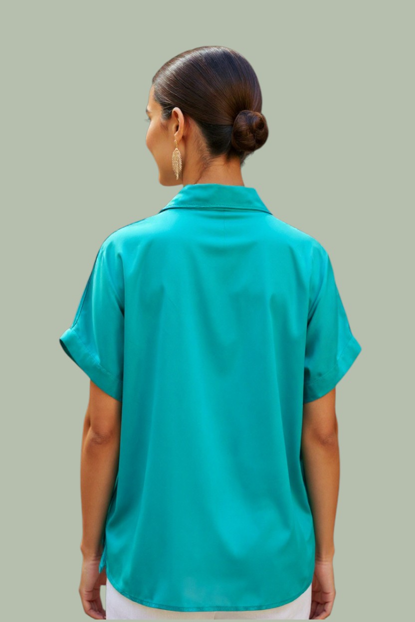 Aqua Verse – Modal Satin Shirt