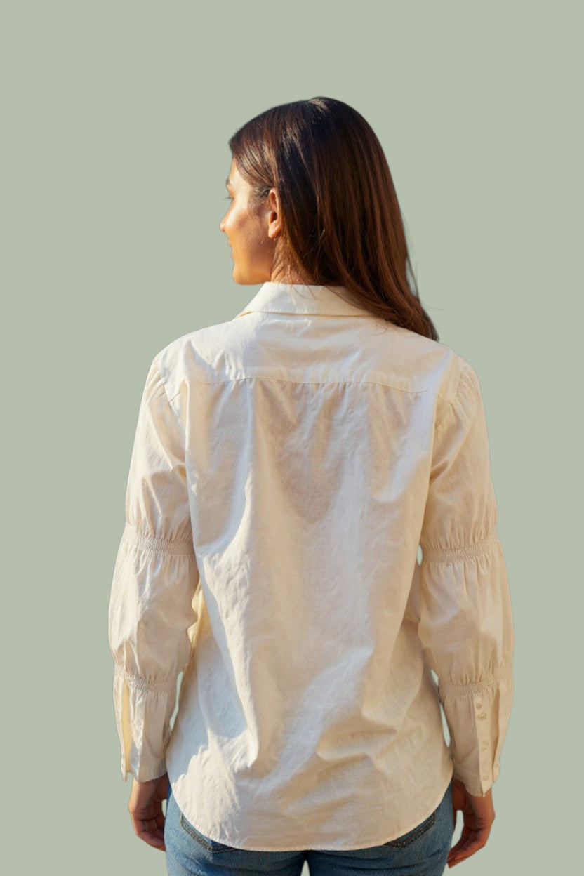 Canvas Bloom Hand-Painted Cotton Shirt | Ankyra by Priyanka Kakkar