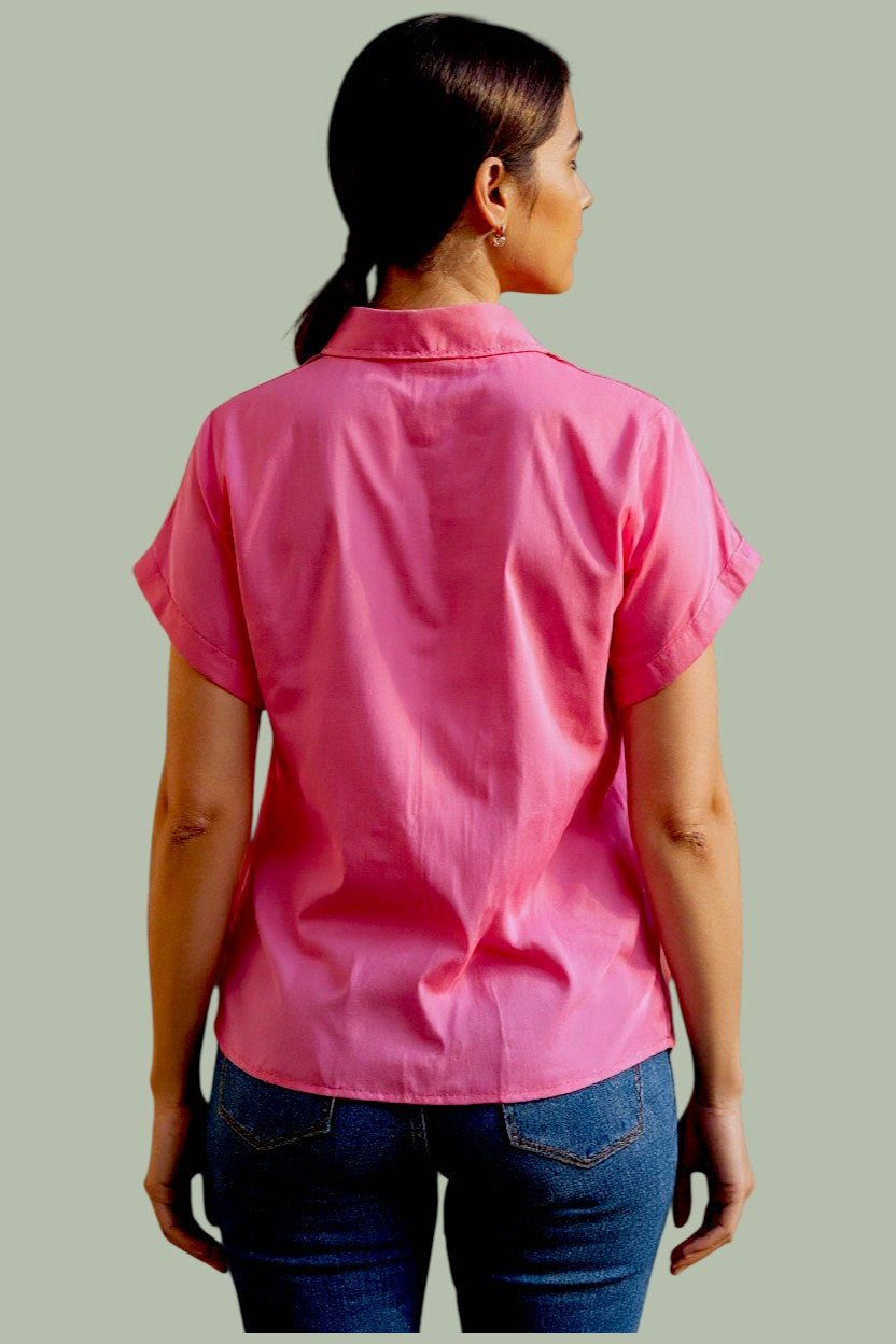 Rosé Drift – Modal Satin Shirt